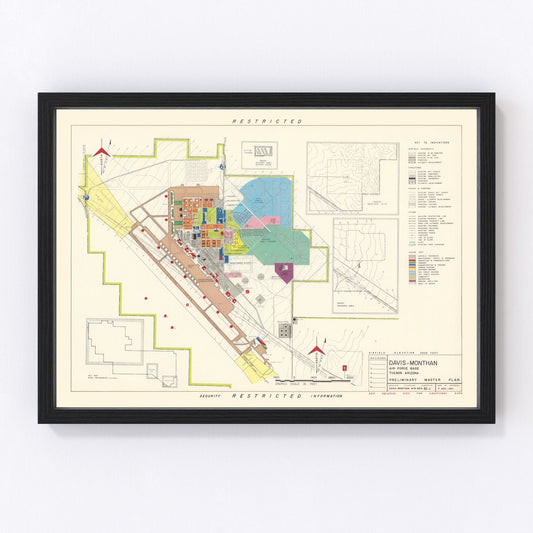 Vintage Map of Davis-Monthan Air Force Base, 1951