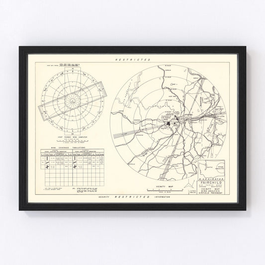 Vintage Map of the Fairchild Air Force Base Vicinity, 1951