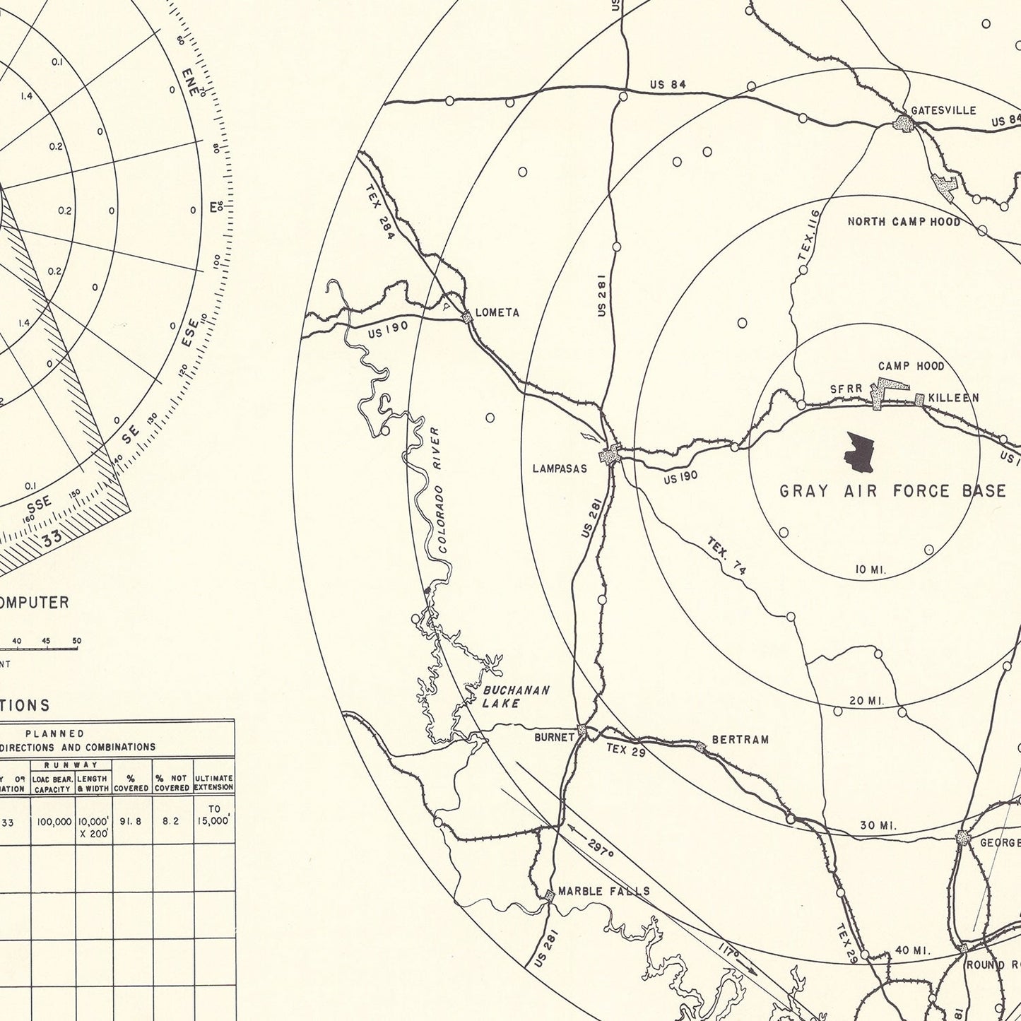 Vintage Map of the Gray Air Force Base Vicinity, 1951
