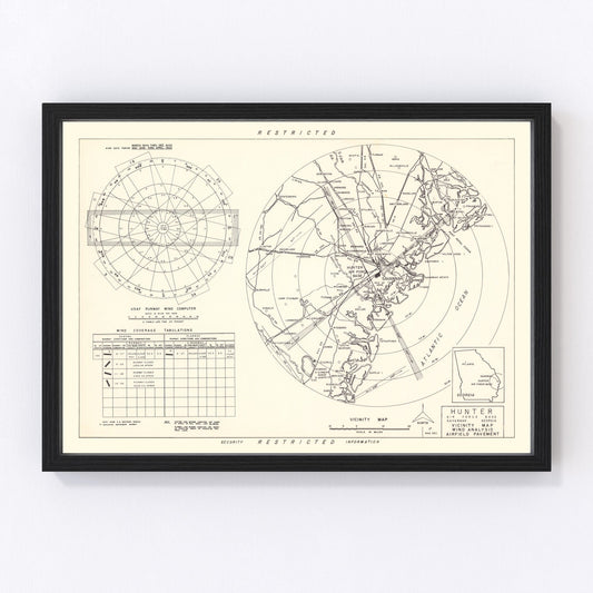 Vintage Map of the Hunter Air Force Base Vicinity, 1951