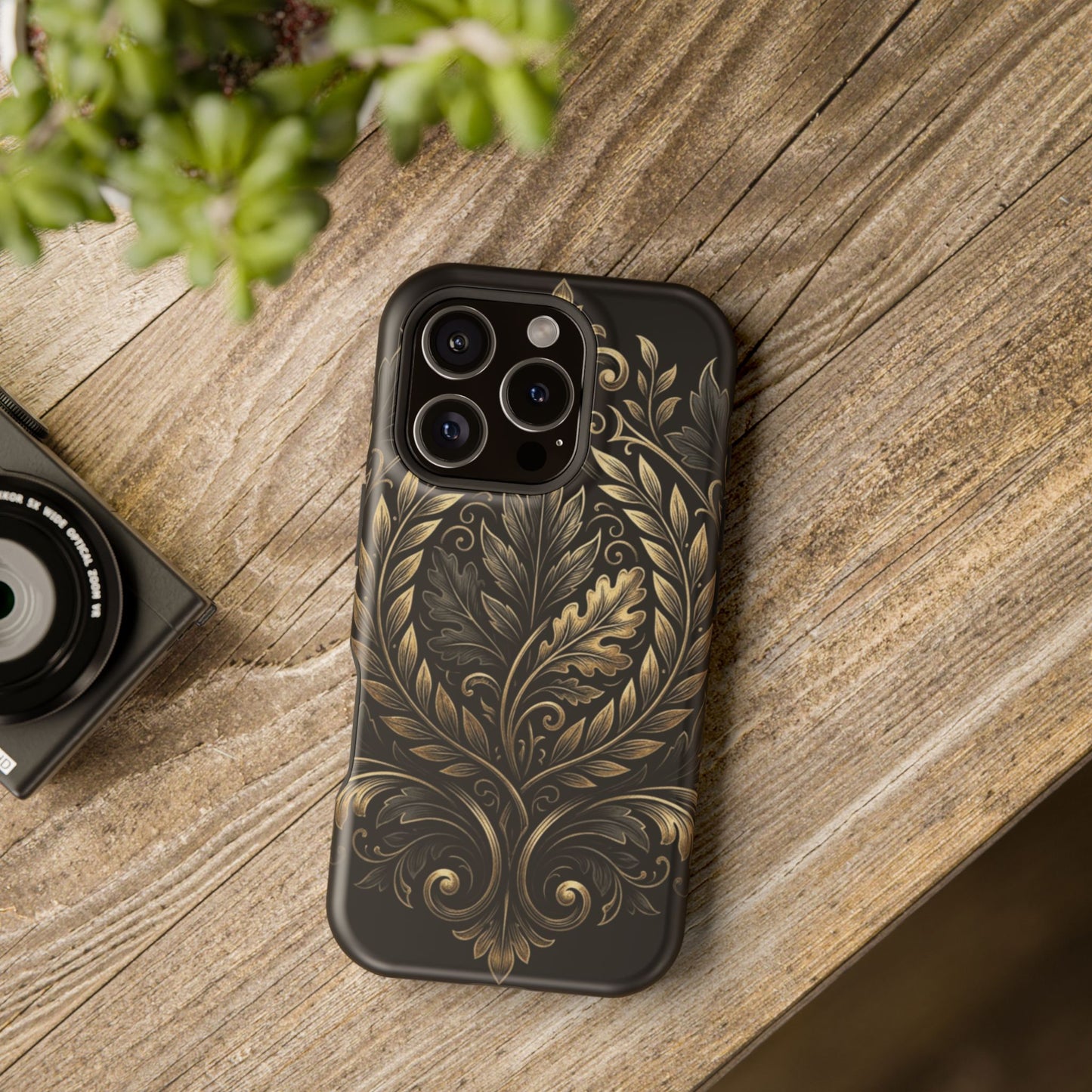 Baroque Gold Leaf Phone Case — Impact-Resistant Protective Cover