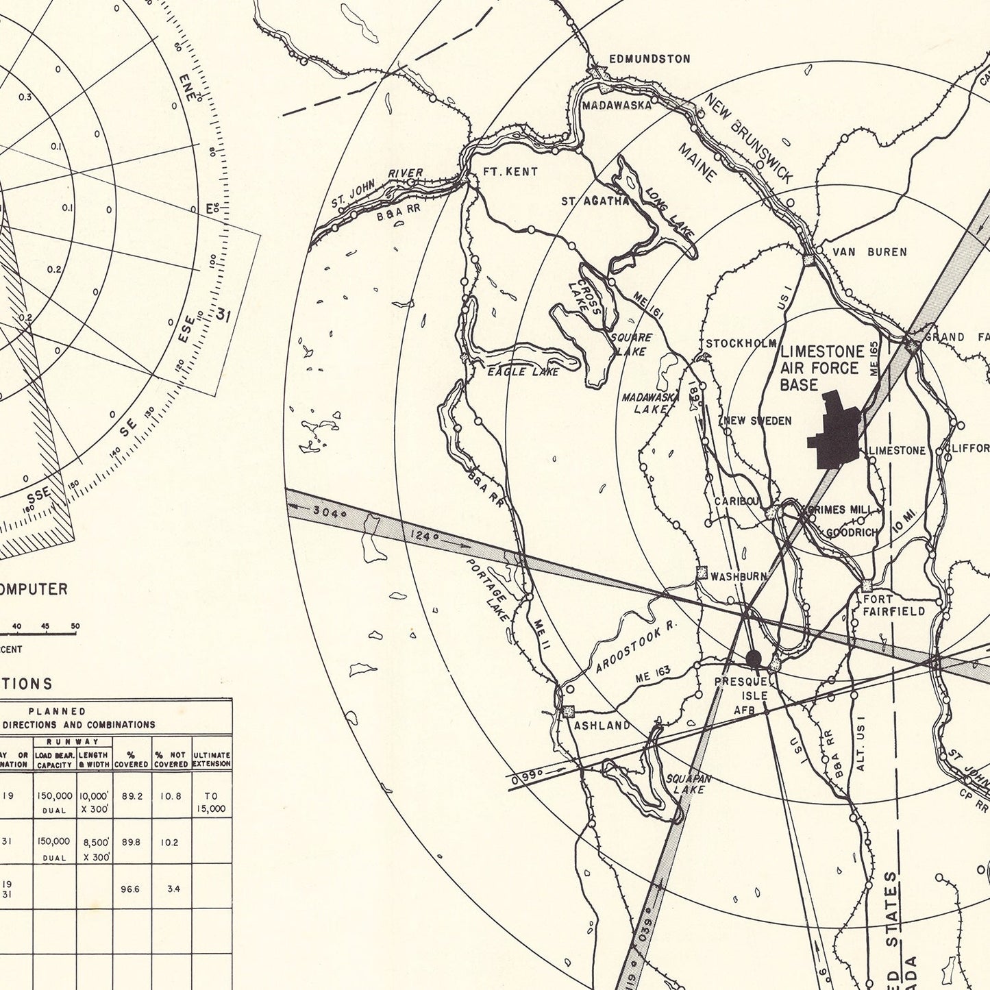 Vintage Map of the Limestone Air Force Base Vicinity, 1951