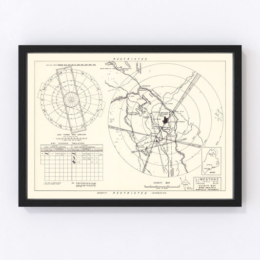 Vintage Map of the Limestone Air Force Base Vicinity, 1951