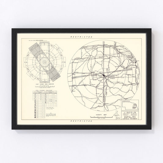 Vintage Map of the Lincoln Municipal Airport Vicinity, 1951