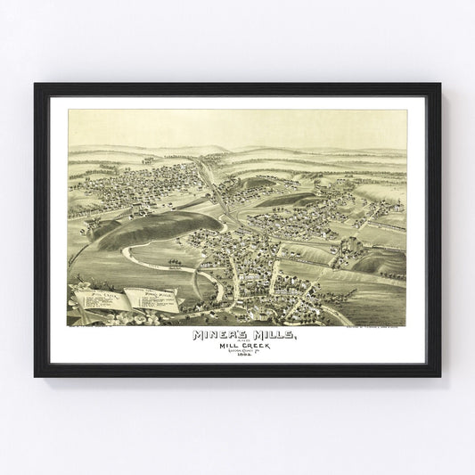 Vintage Map of Miner's Mills & Mill Creek, Pennsylvania 1892