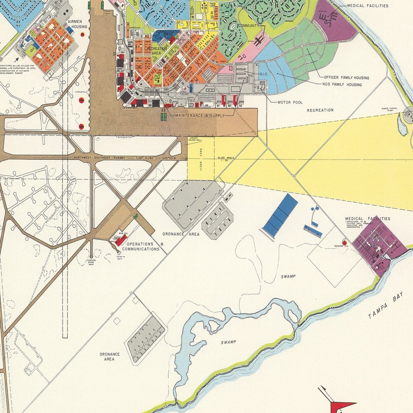 Vintage Map of MacDill Air Force Base, 1951