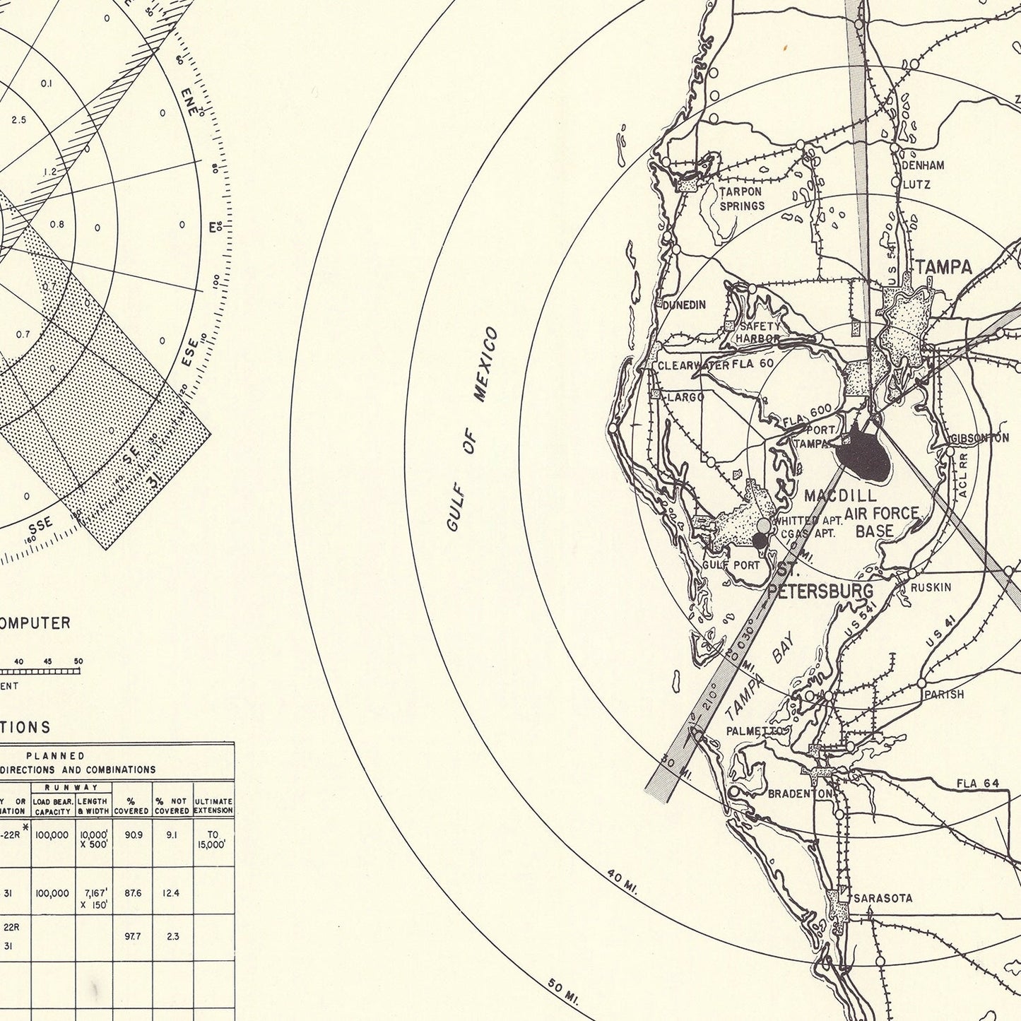 Vintage Map of the MacDill Air Force Base Vicinity, 1951