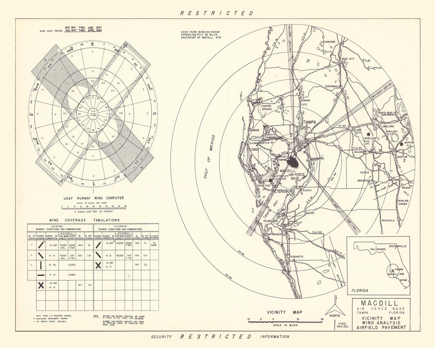 Vintage Map of the MacDill Air Force Base Vicinity, 1951