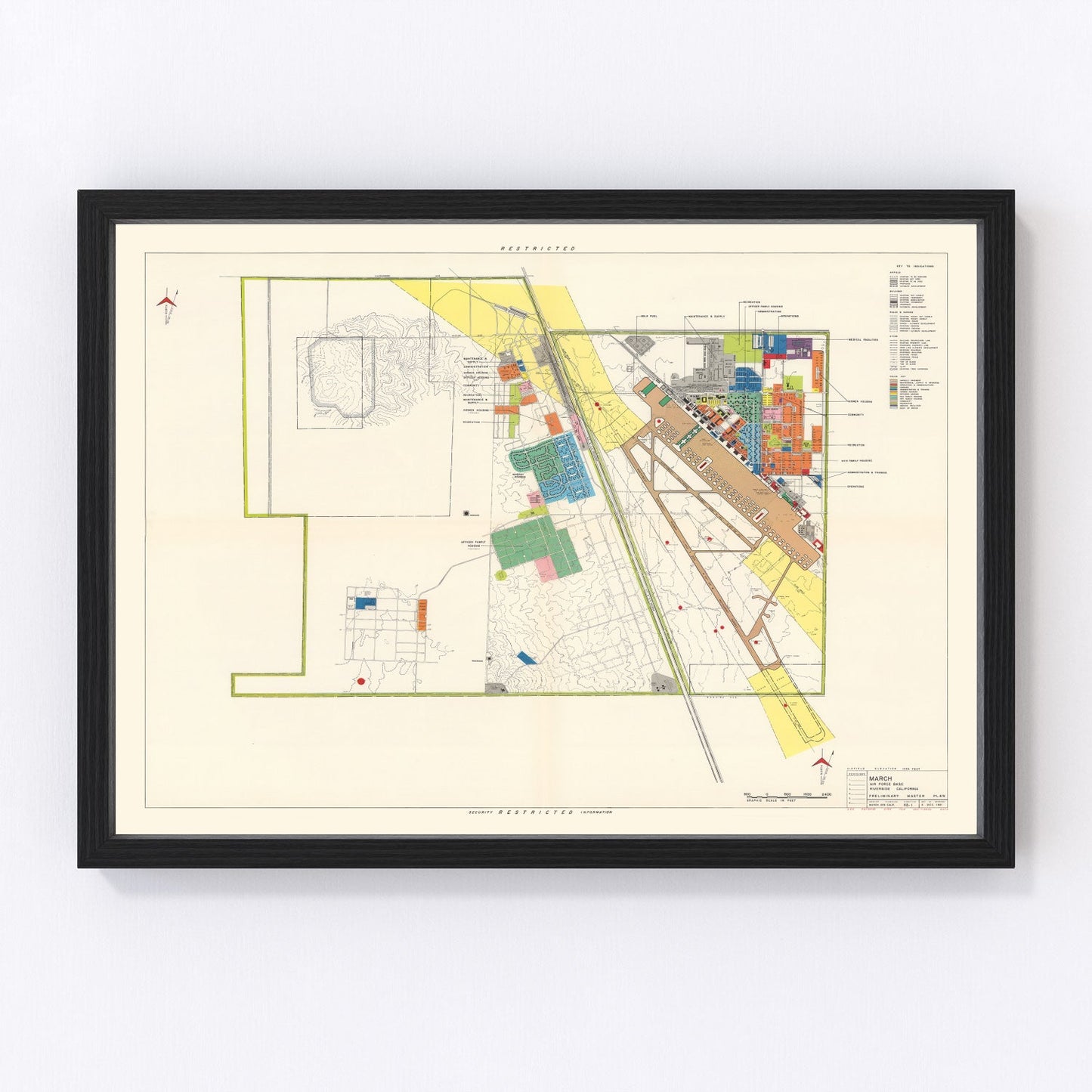 Vintage Map of March Air Force Base, 1951