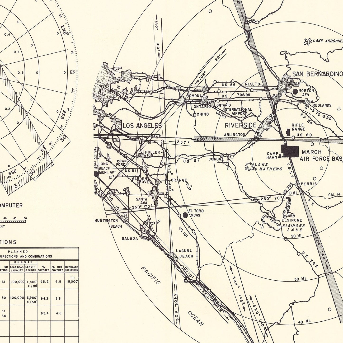Vintage Map of the March Air Force Base Vicinity, 1951
