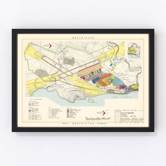 Vintage Map of Plattsburg Barracks, 1952