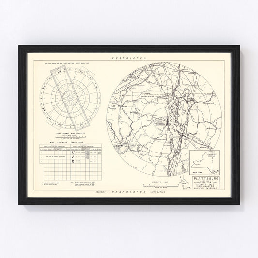 Vintage Map of the Plattsburg Barracks Vicinity, 1952