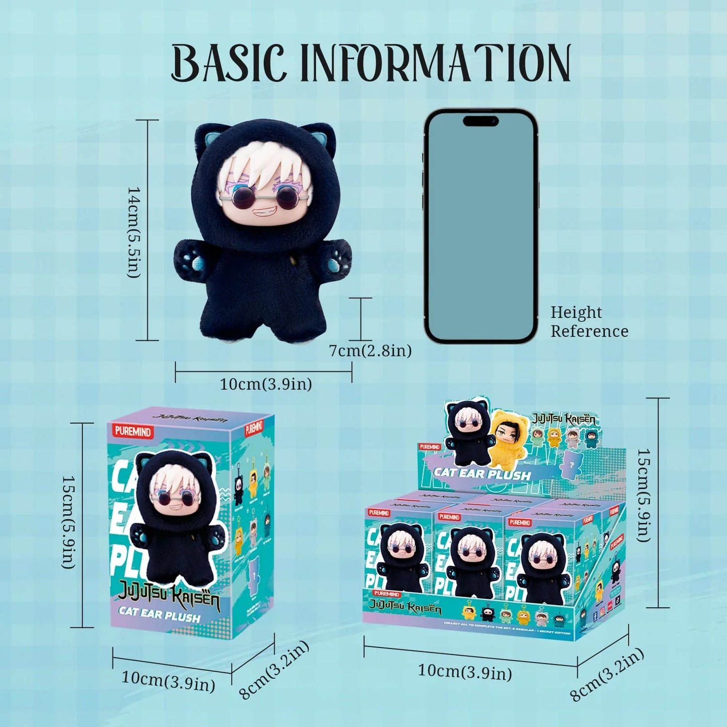Puremind x Jujutsu Kaisen Cat Ear Plush Series Vinyl Blind Box - Official JJK Collectible