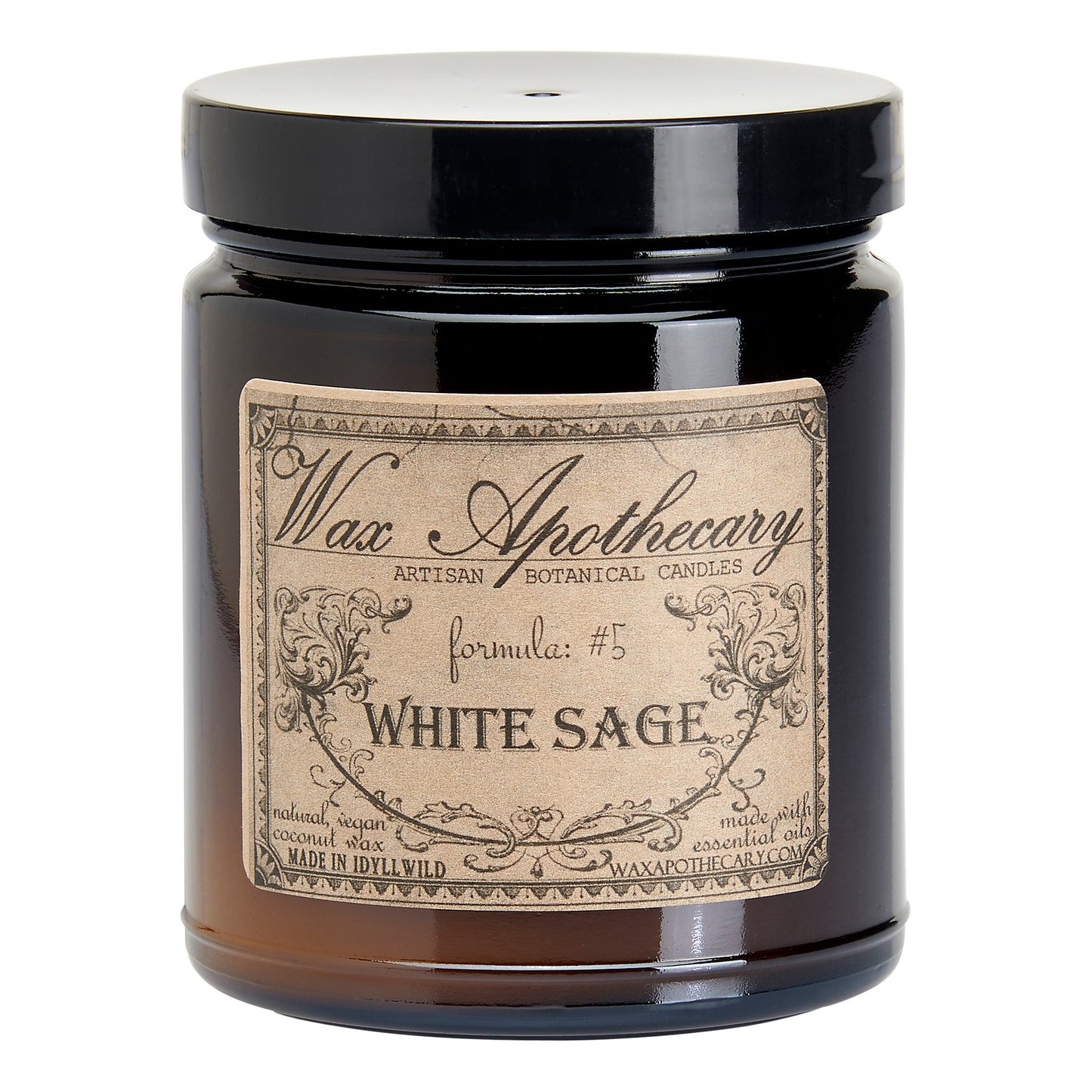 6 oz Botanical Candle in Amber Glass Jar - White Sage