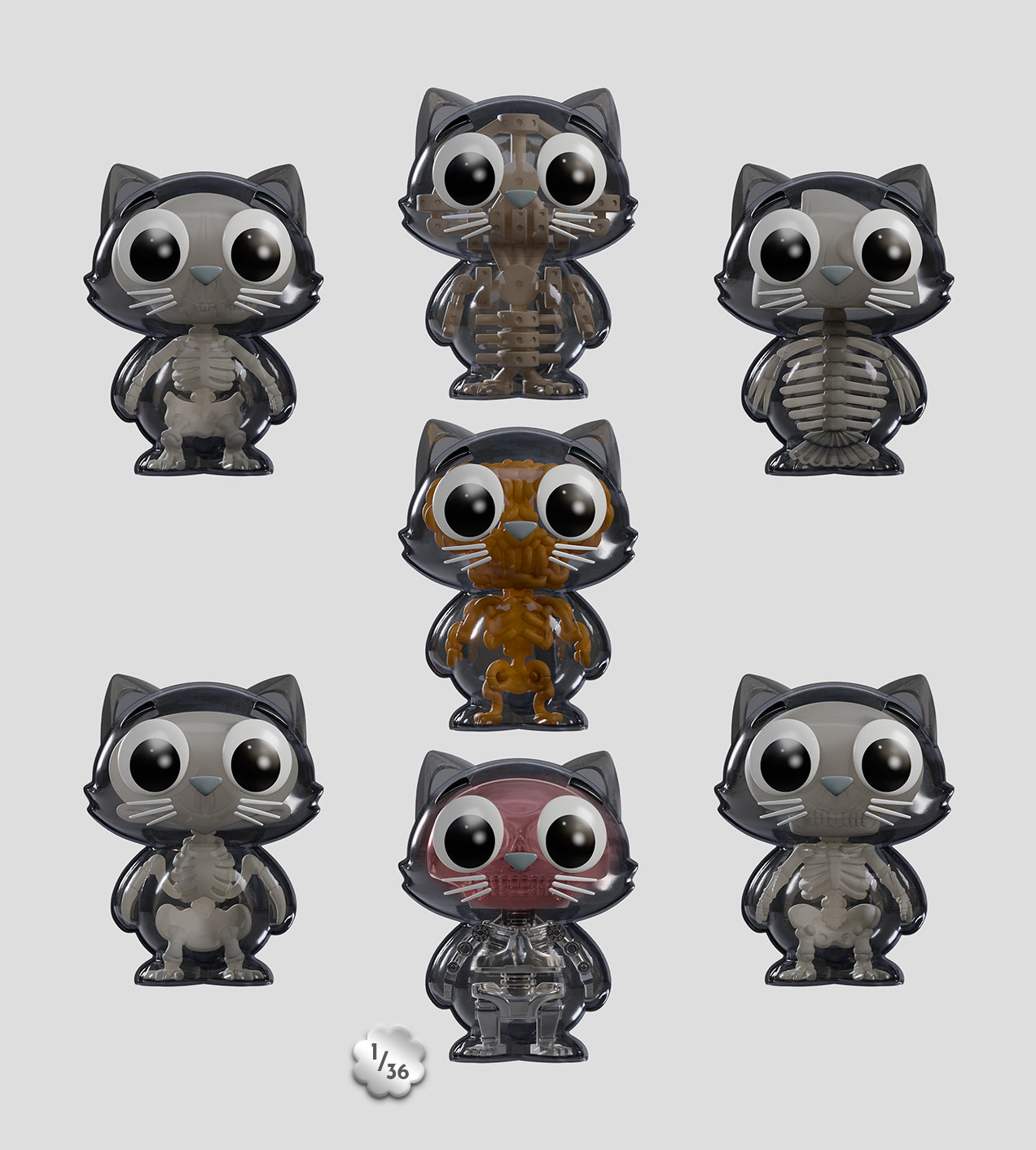 Catscans Bare Bones Blind Box - Charlie the Cat X-Ray Series by Kaleidos Creative