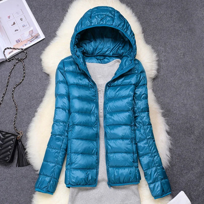 Women's Lightweight Packable Puffer Jacket | Hooded Down Coat