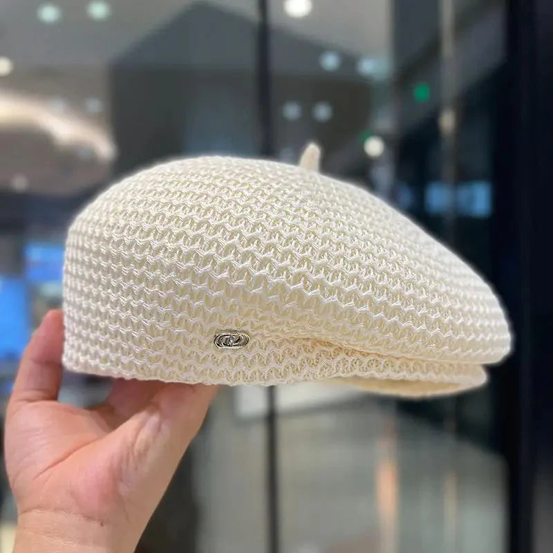 Women’s Pleated Paper Straw Beret