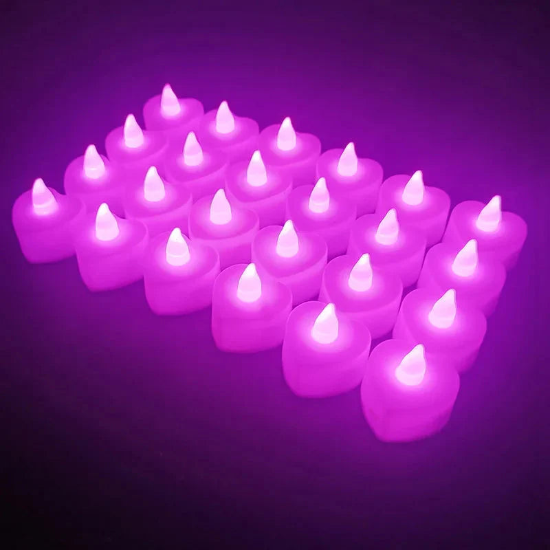 24PCS LED Candle Tea Lights Battery Operated Red Shells Romantic Decoration Flameless  Wedding Party Use