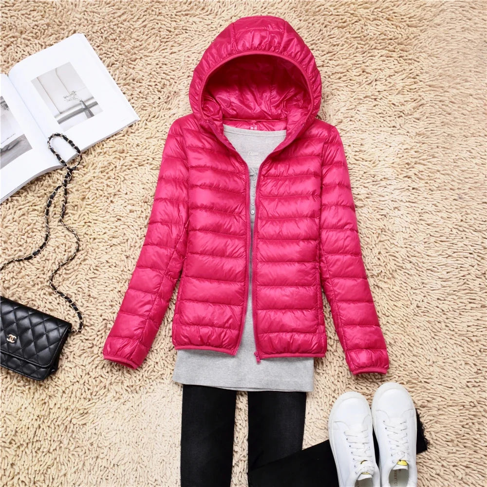 Women's Lightweight Packable Puffer Jacket | Hooded Down Coat