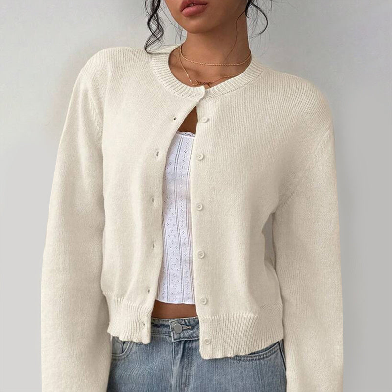 Light Ribbed Button-Up Cardigan