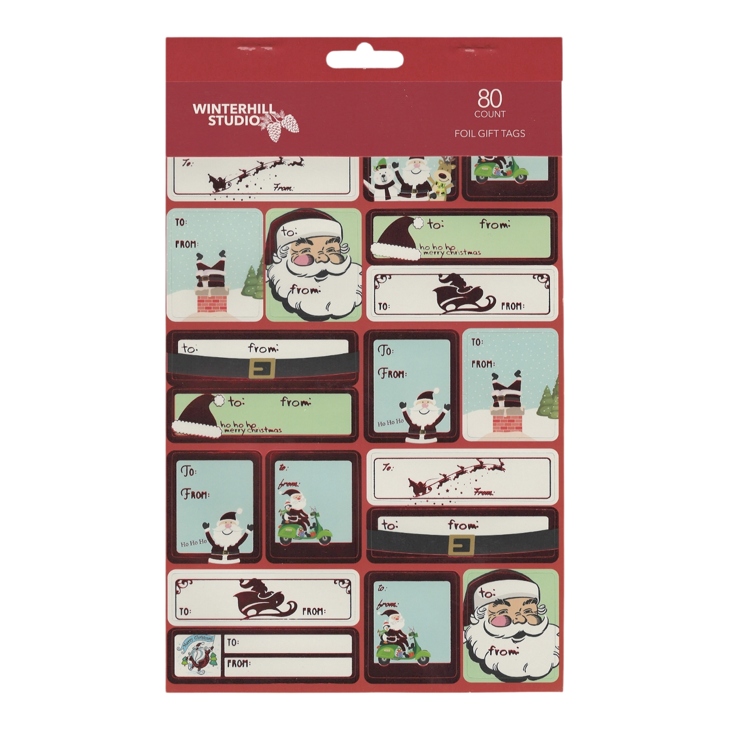 Foil Peel and Stick Gift tags - Juvenile Reds