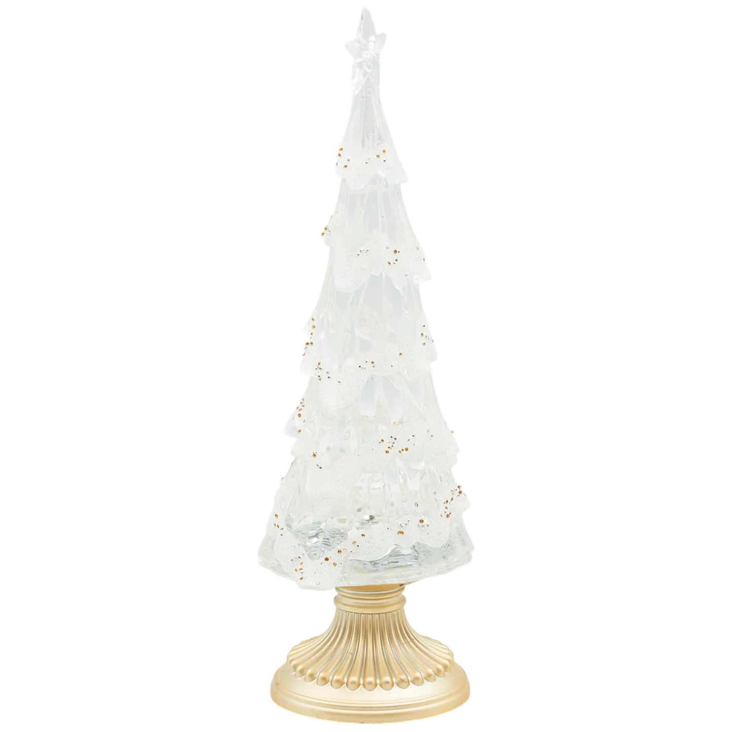 Lighted Swirl Tree with Gold Crystals & Base