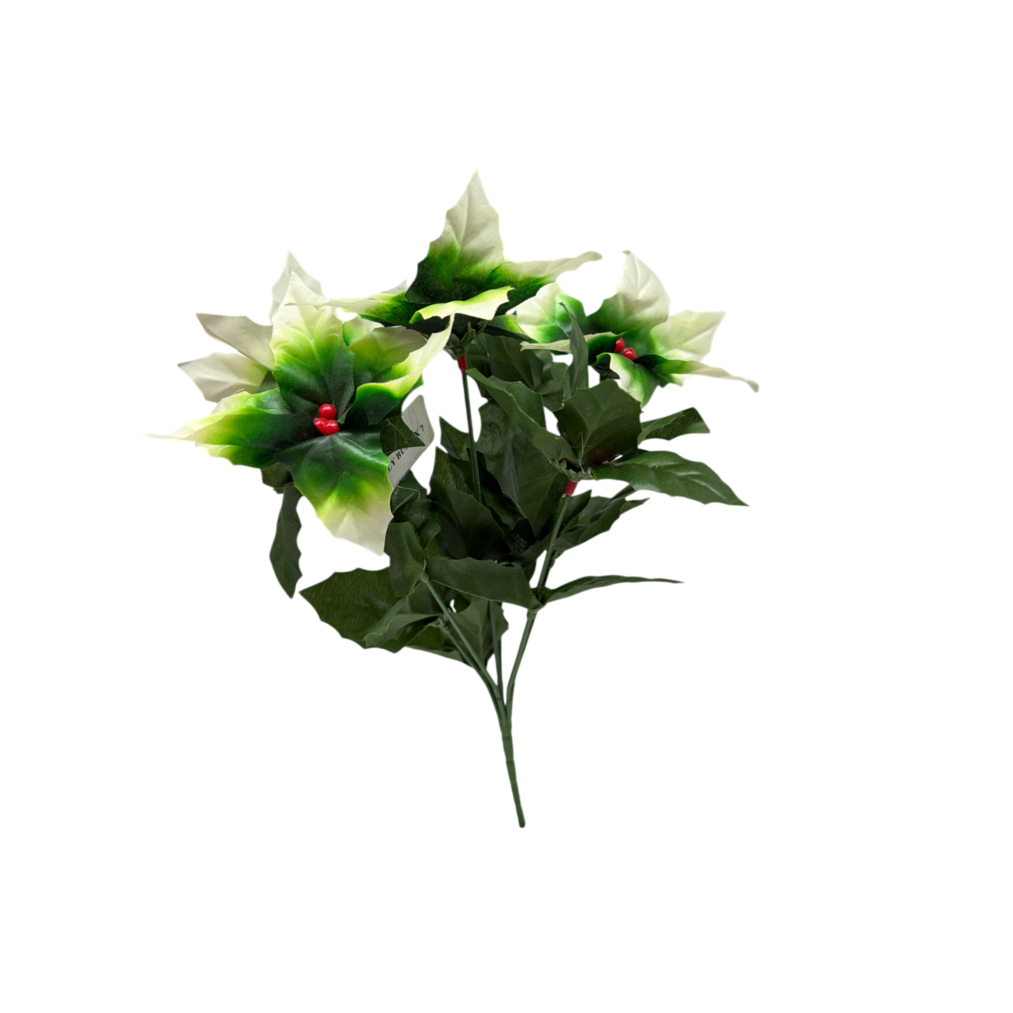 13-Inch Faux Green Holly Bush
