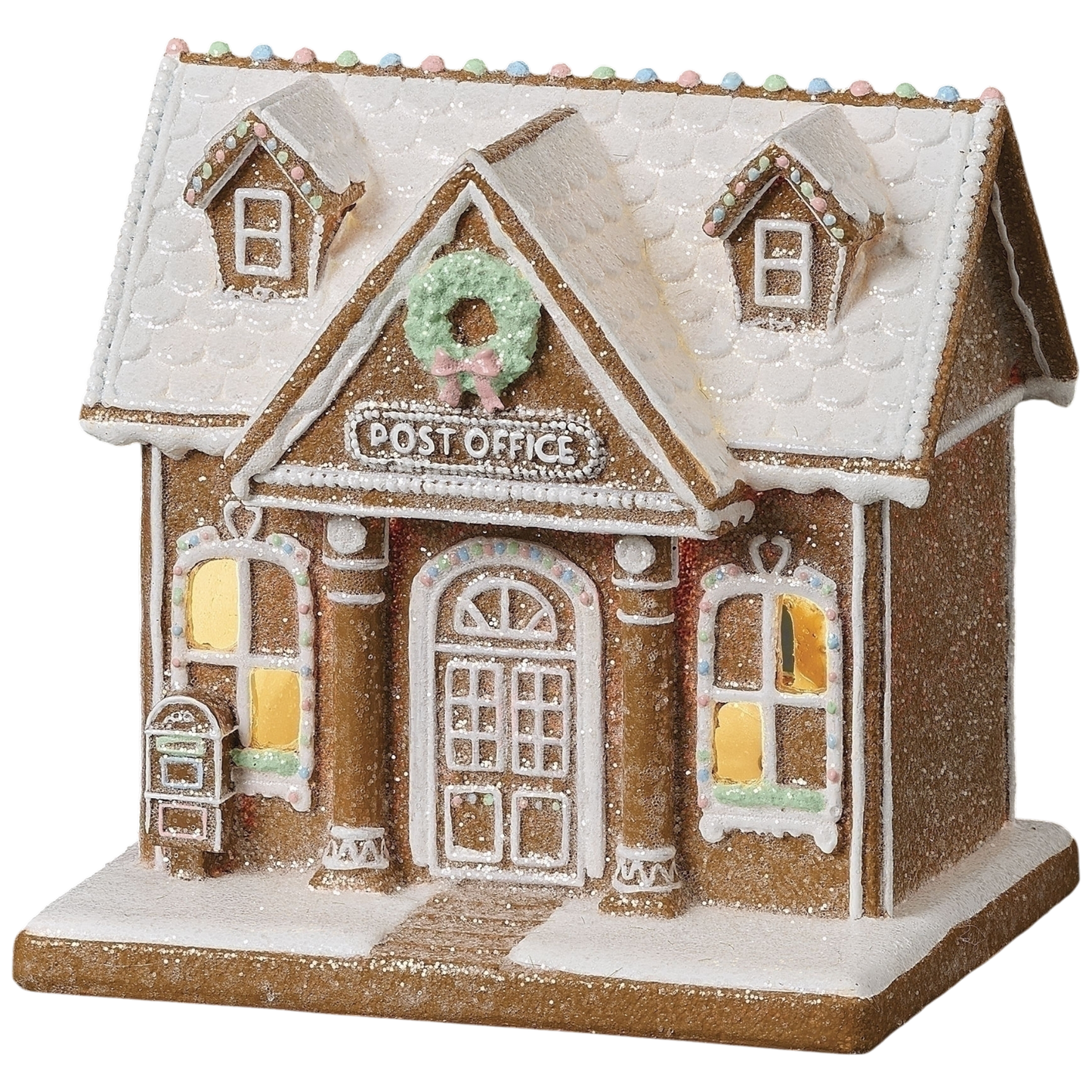 Lighted Post Office Gingerbread House