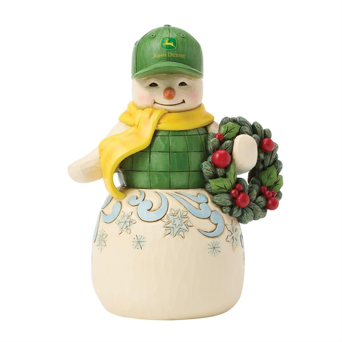 Snowman in John Deere Hat - Figurine