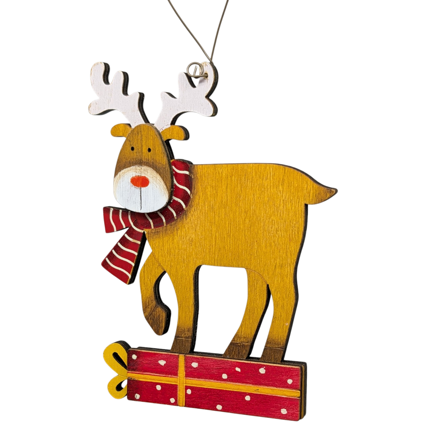 Dasher's Gift Box Bound: Hand-Painted Plywood Ornament