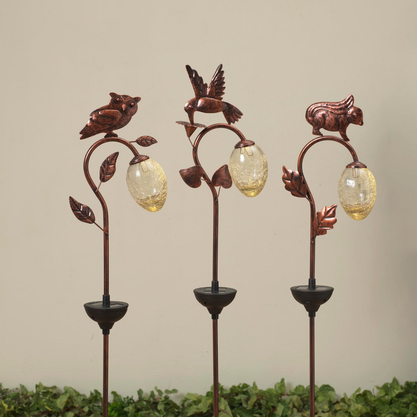 Solar-Powered Bronzed Animal Garden Stake -