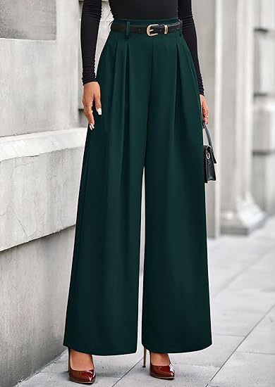 Women's Pleated Cropped Pants – Slimming Drape Adjustable Waist
