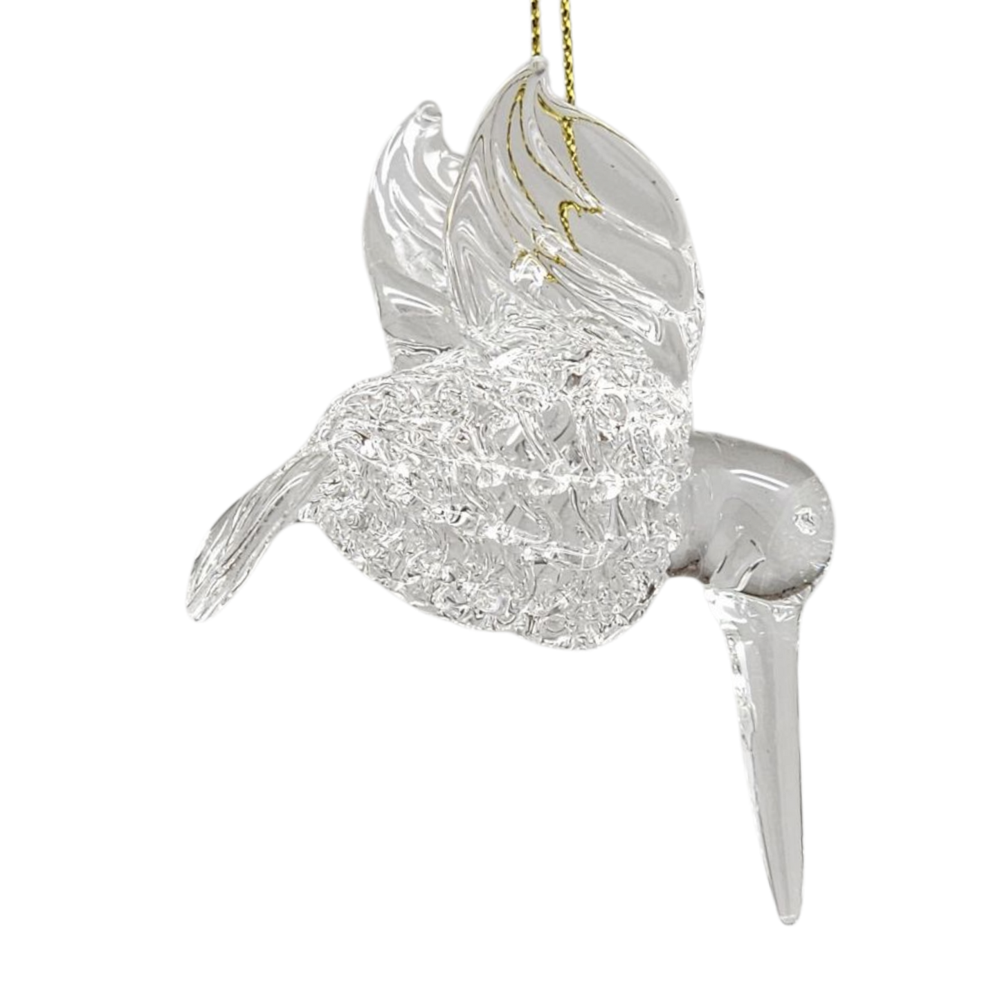 Spunglass Ornament - Clear Hummingbird