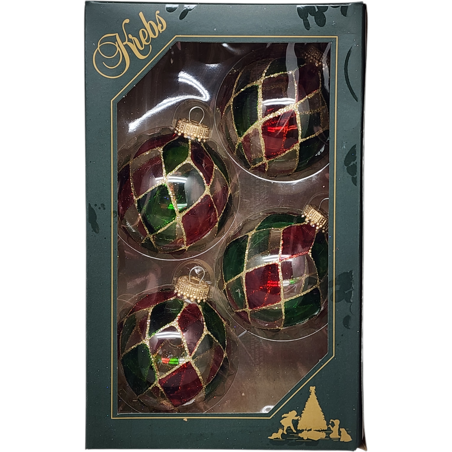 Krebs Value Glass Ornament 4 pack - Holiday Diamond Balls