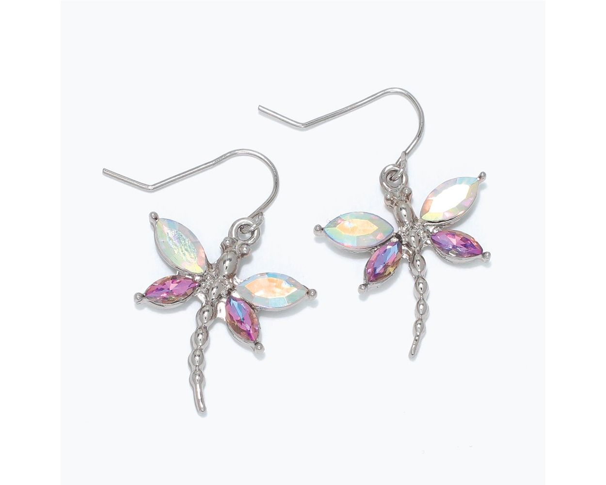 Crystal Dragonfly Earrings – Soft Fuchsia