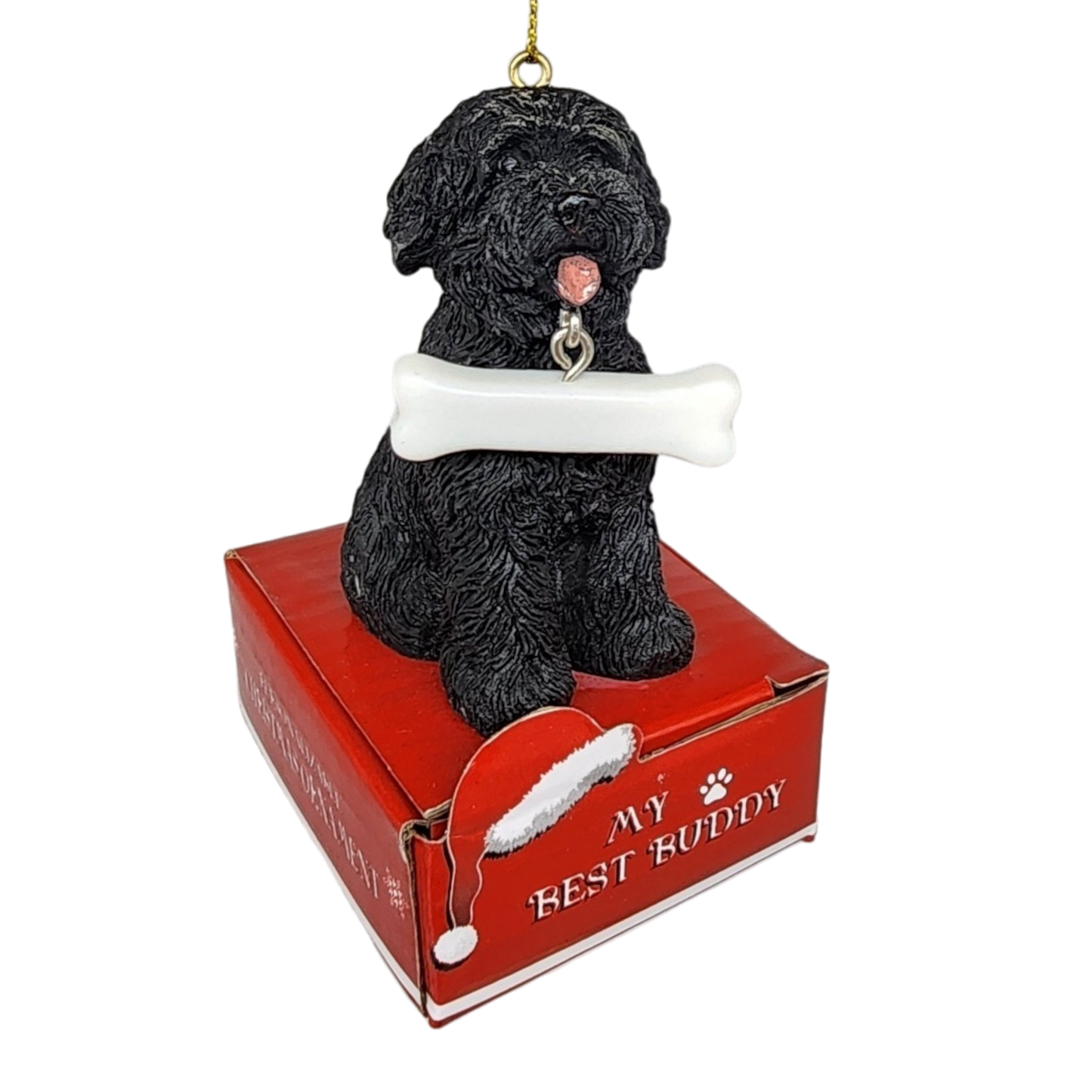 Labradoodle - Black with Bone Ornament