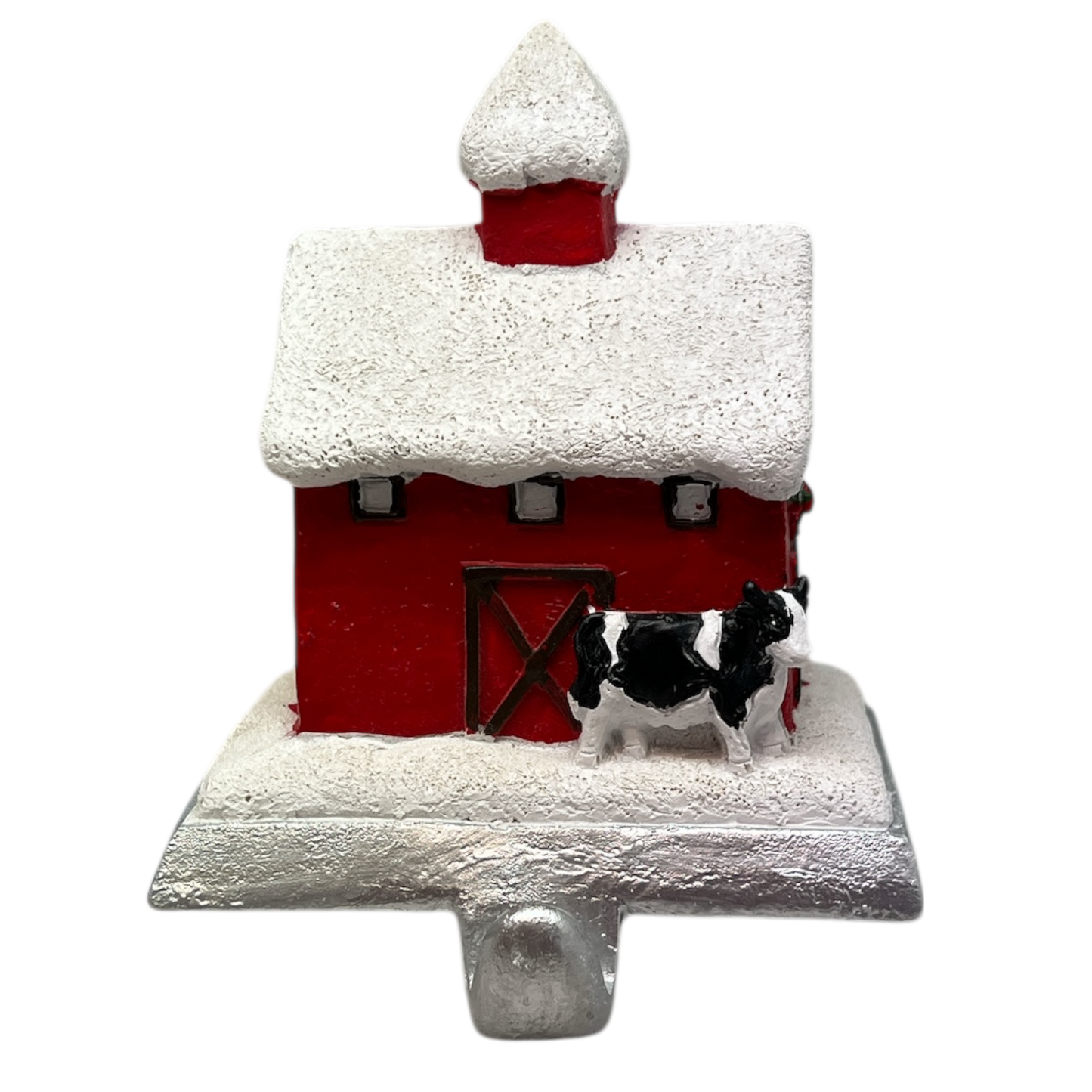 Snowy Barn And  Cow Stocking Holder
