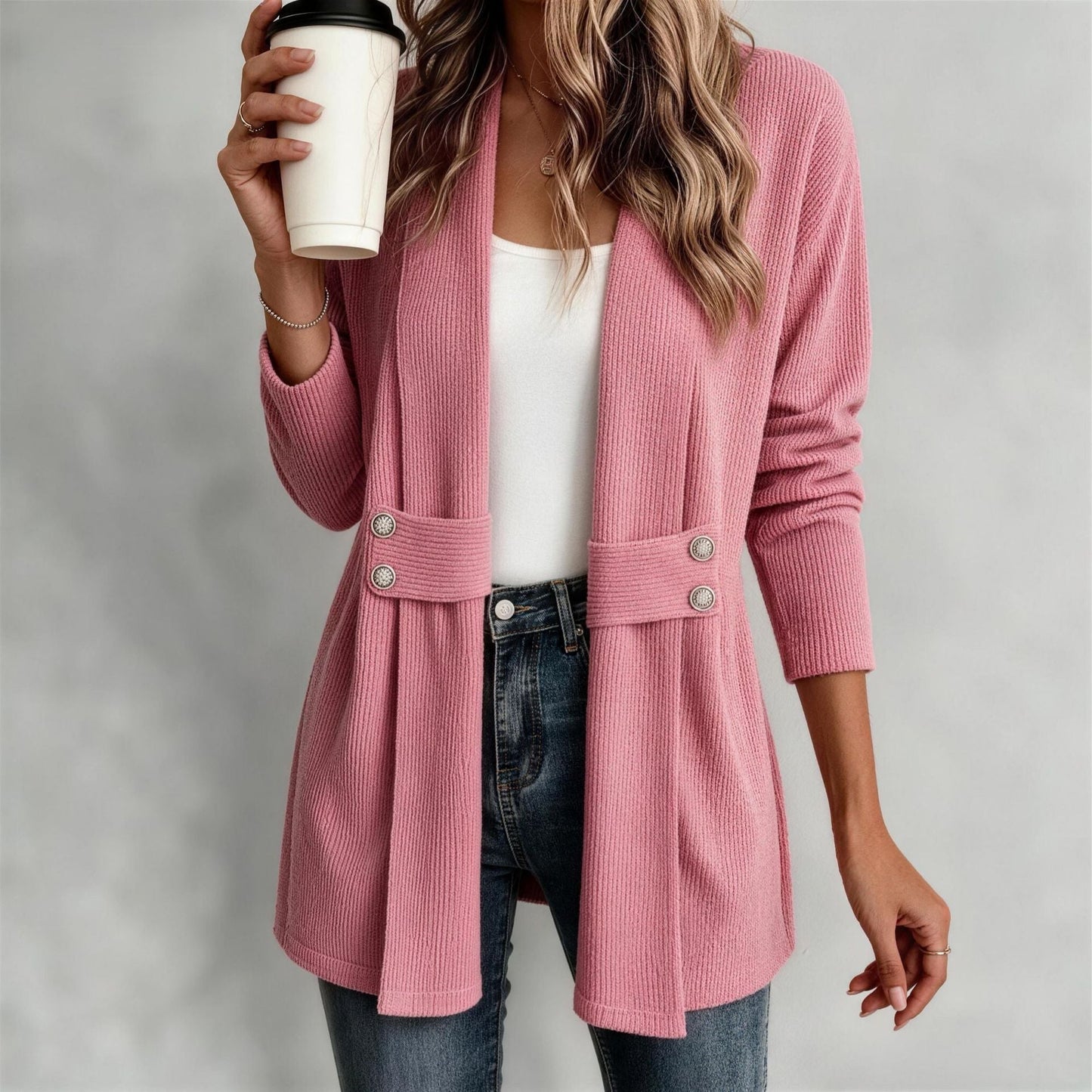 Women's Knitted Loose Jacket – Casual Versatile Long Sleeve