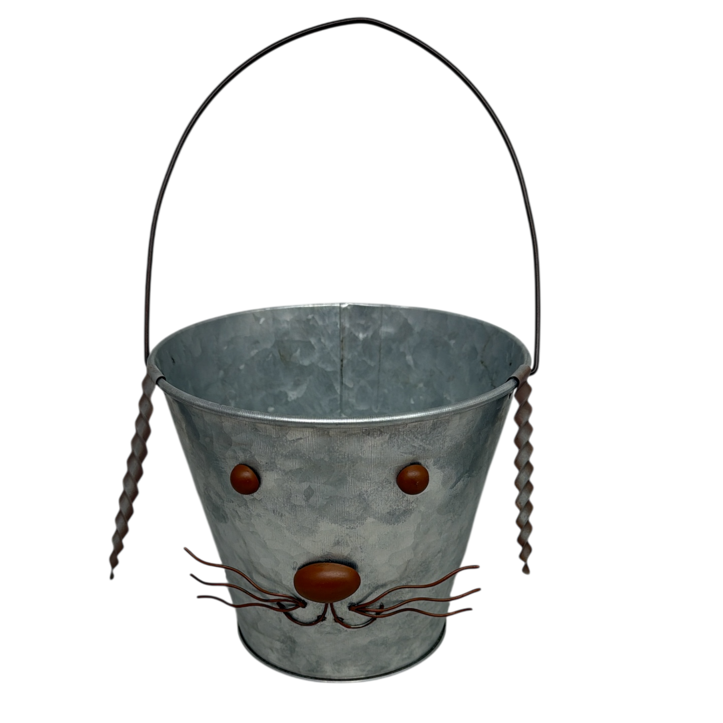 Galvanized Metal Bunny Design Bucket with Ears - Small