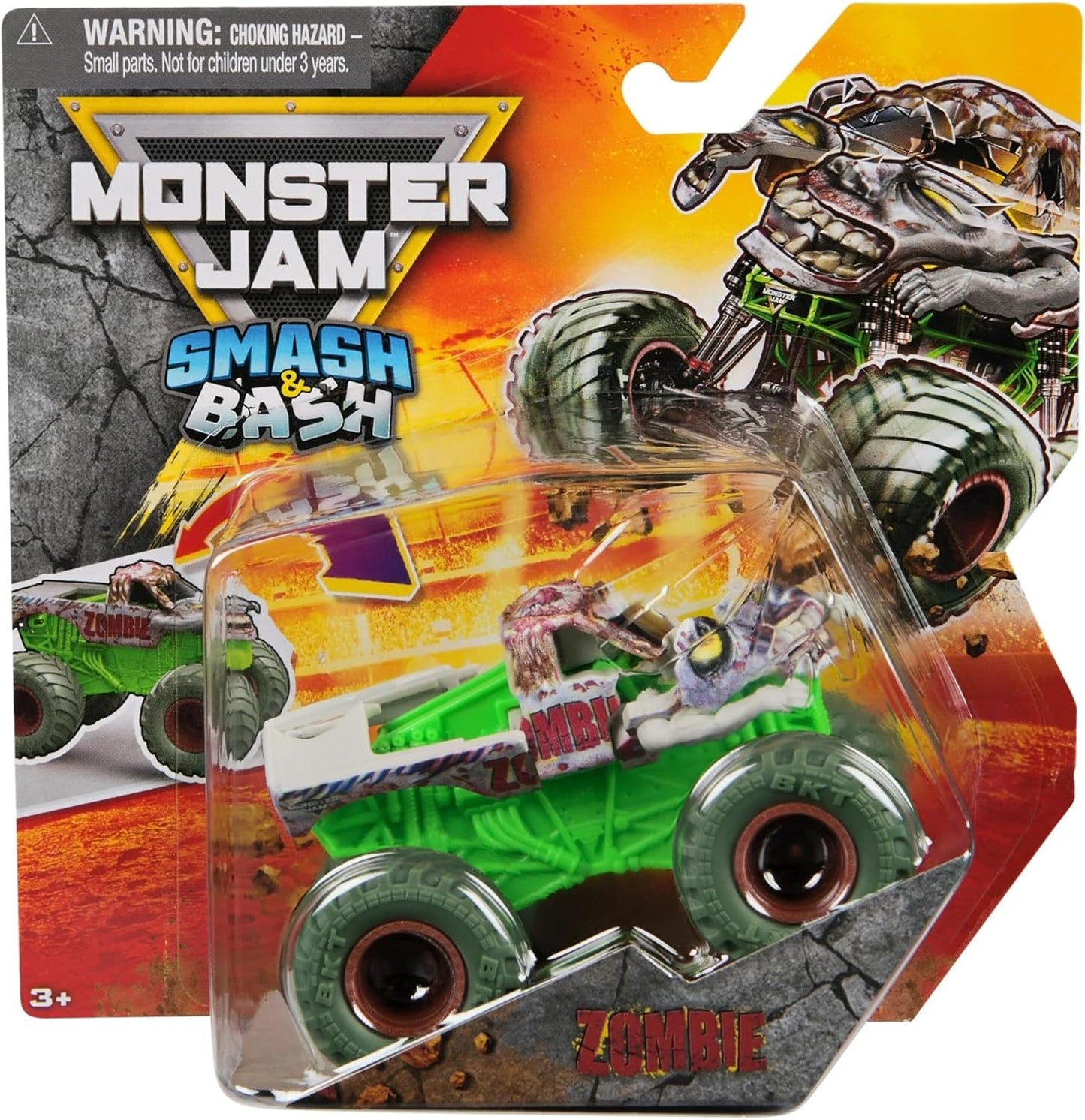 Monster Jam 1:64 Scale Smash and Bash Monster Truck - Zombie