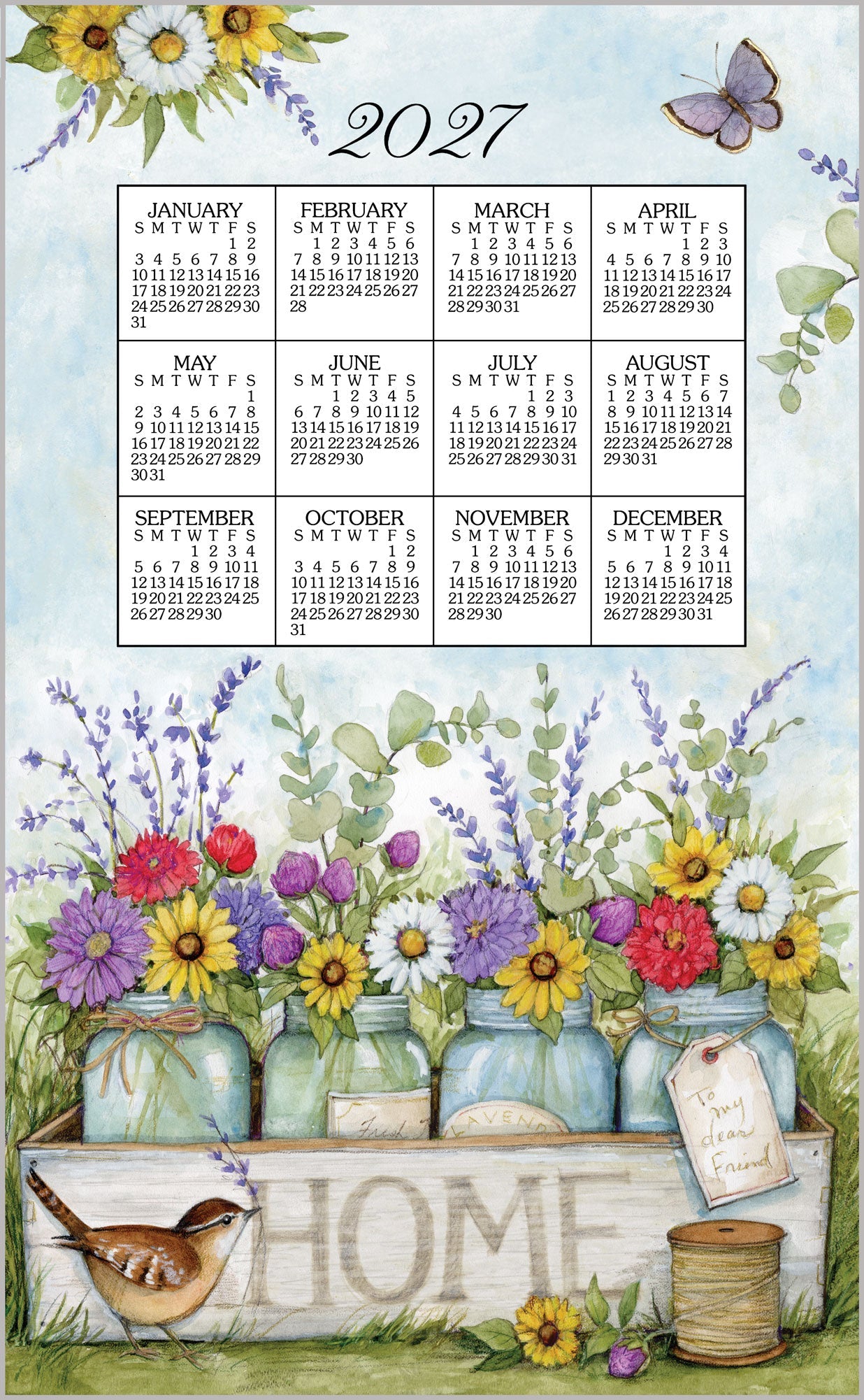 2027 Linen Calendar Towel - Home Floral