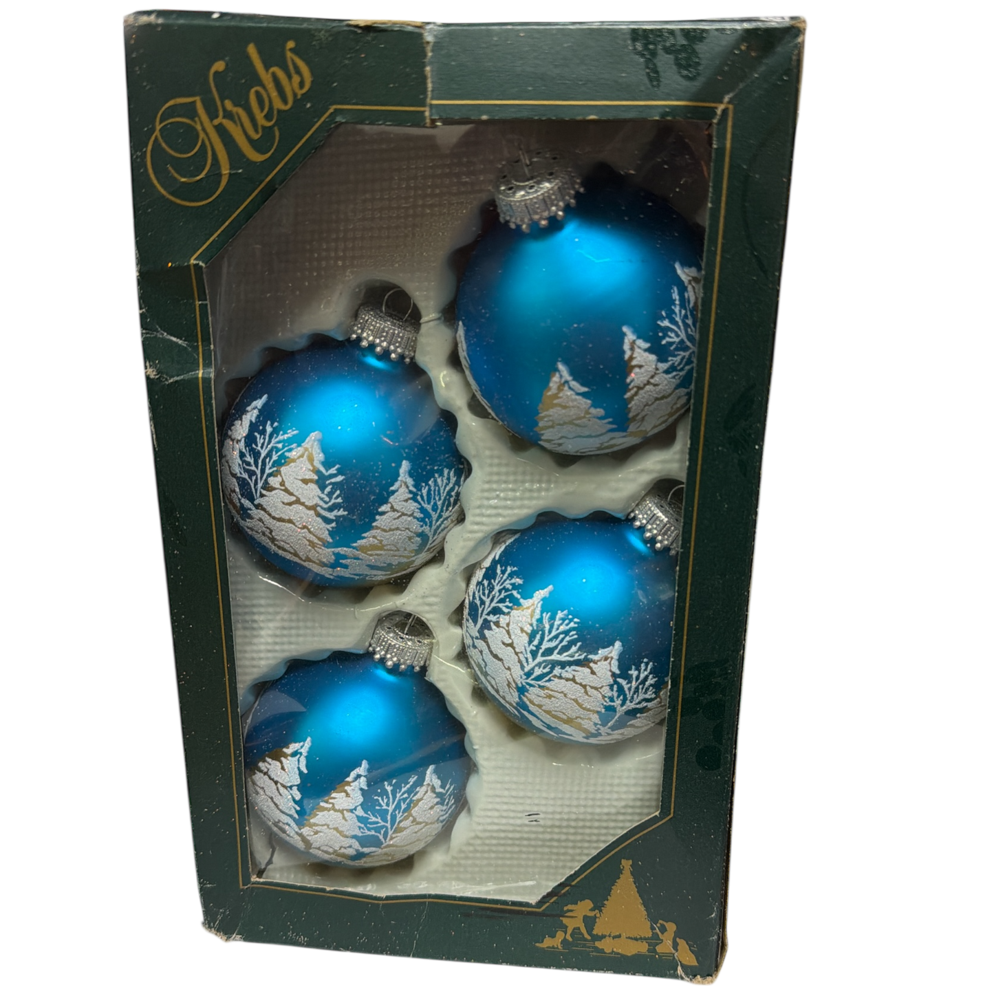 Krebs  Glass Ornament 4 pack - Turquoise Bliss