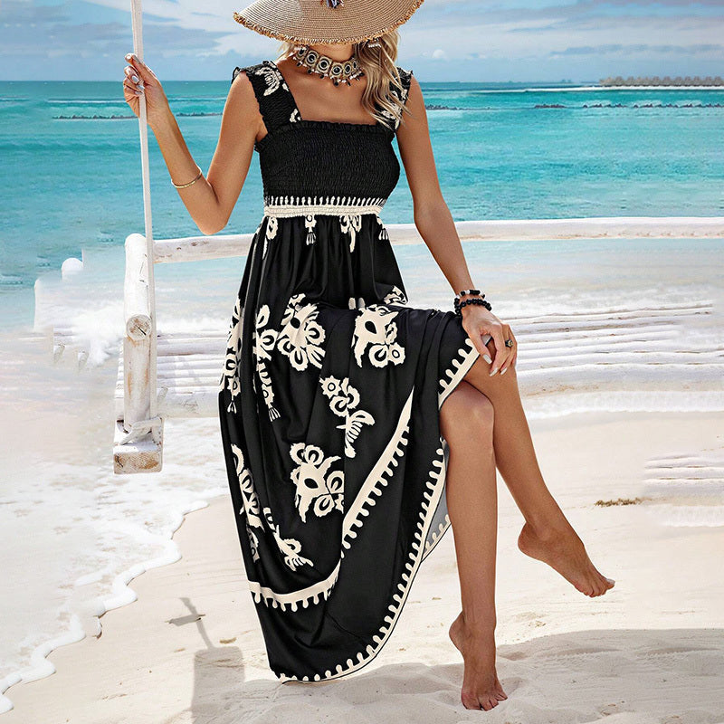Women’s Wide-Strap Printed Maxi Dress