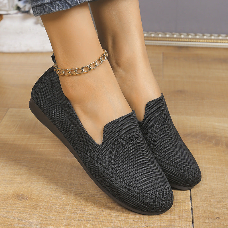 Flying Woven Slip-On Flats — European / American Style Work Shoes