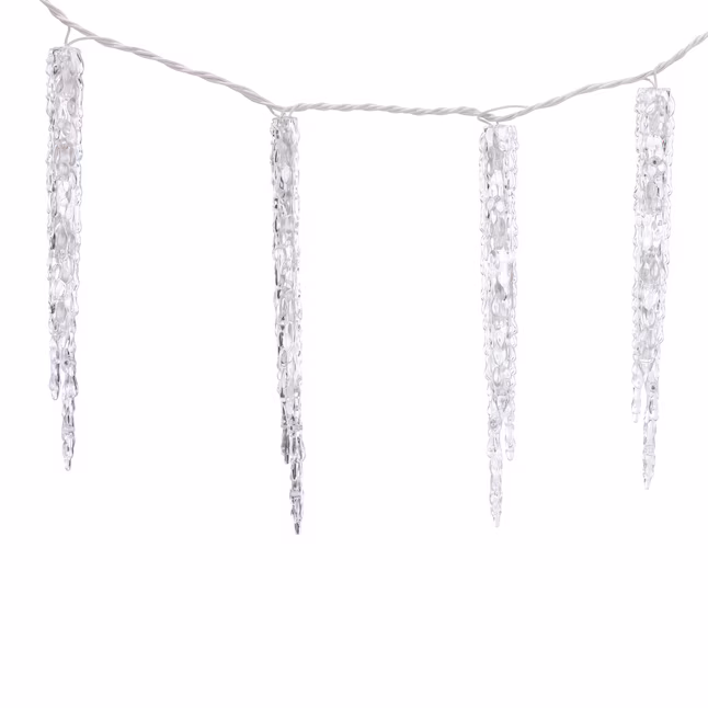 Sparkling White LED Plug-In Christmas Icicle Lights - 13 piece set