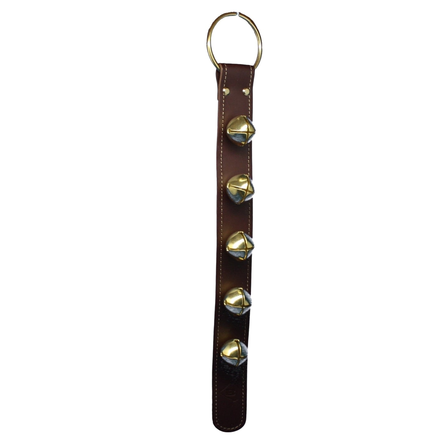 Sleigh Bell Strap with 5 Brass Bells - Brown