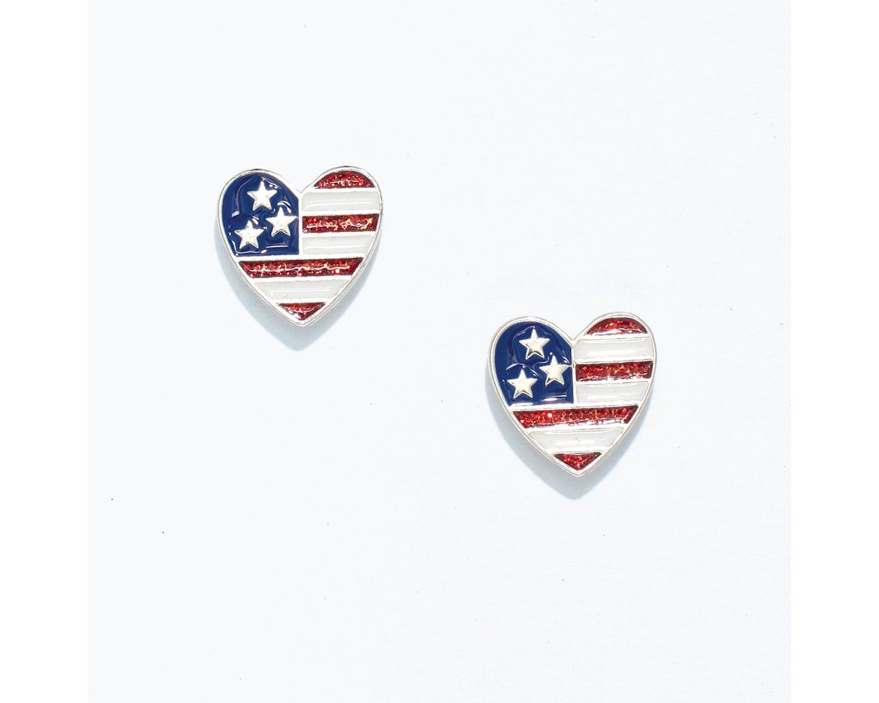 Patriotic Heart Earrings – American Flag Design