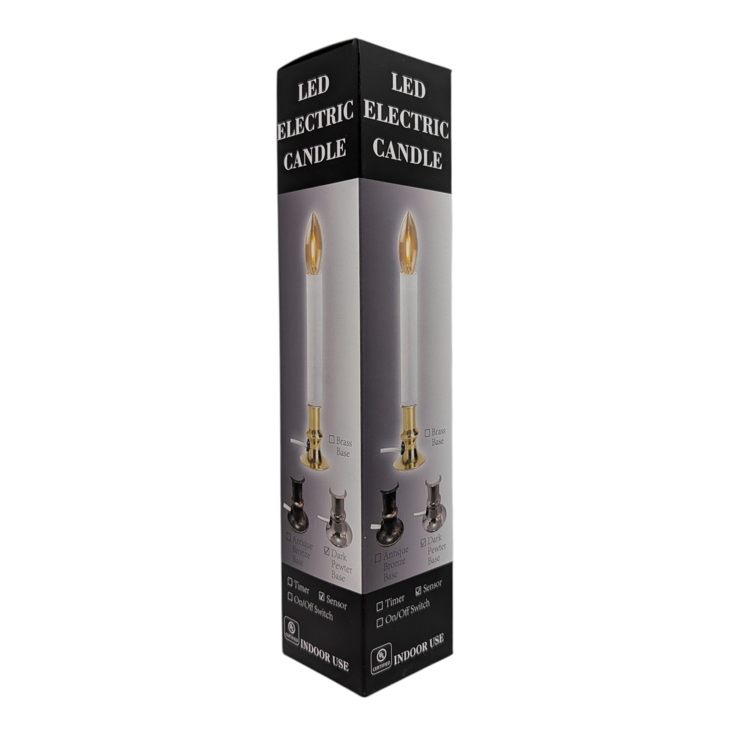 Dark Pewter Candle with LED Bulb and Sensor