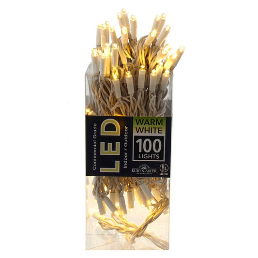 100-Light 5MM Warm White LED White Wire Light Set