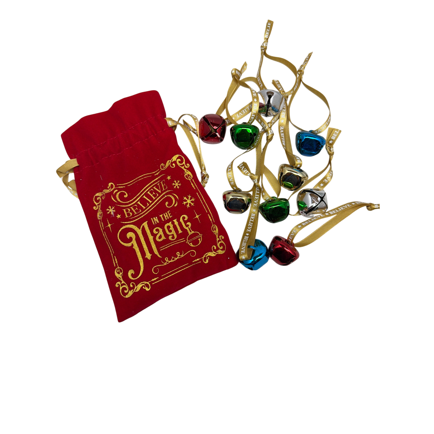 I Believe Bell Ornaments with Gift Bag - Set of 10
